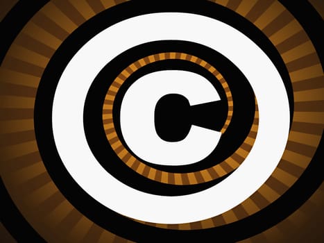 Copyright symbol against a striped background