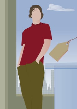 Mannequin standing in a window