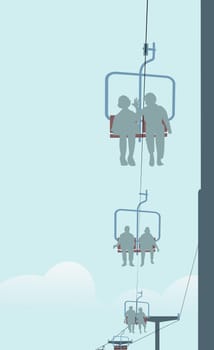 Group of people sitting on ski lifts