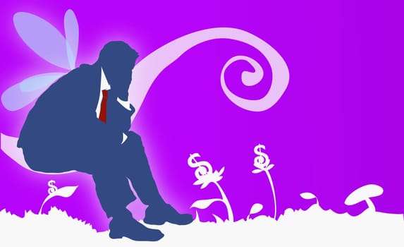 Businessman sitting and thinking