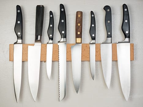 Knife on magnetic wall mount