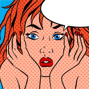 The girl is shocked. Retro background Pop art vintage comic