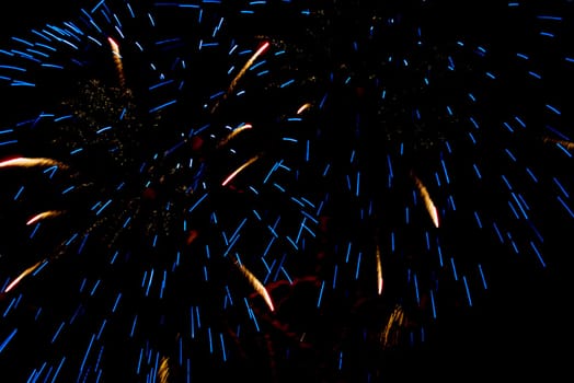 Colourful multiple fireworks in the night sky