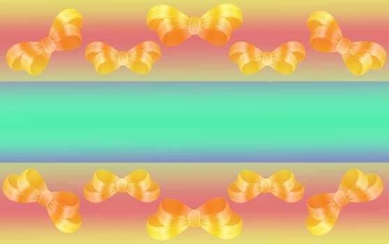 Card background for happy celebration, birthday, valentines day, special occasion with gold ribbon bows and copy-space