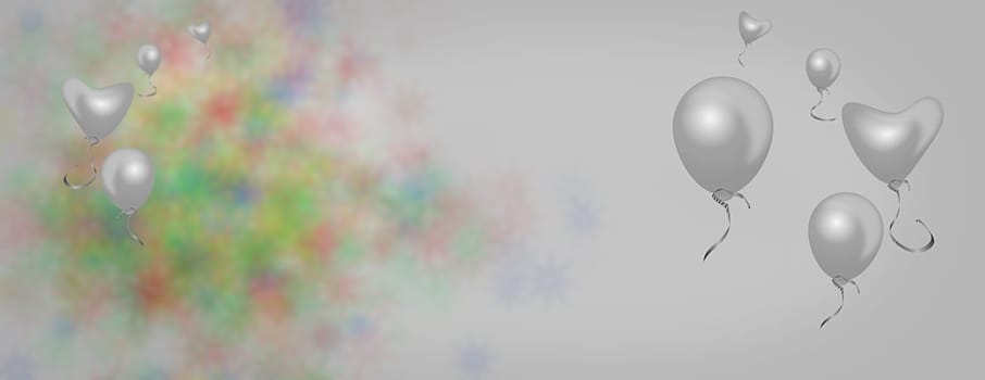 Panoramic background banner for sympathy loss mourning sorrow or saying goodbye with balloons and hearts suitable for facebook cover photo