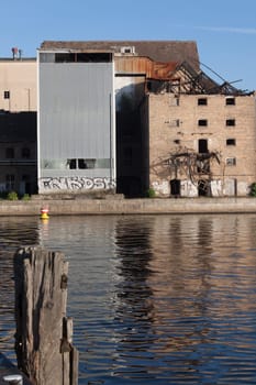 Industrial wasteland on the Havel in Potsdam