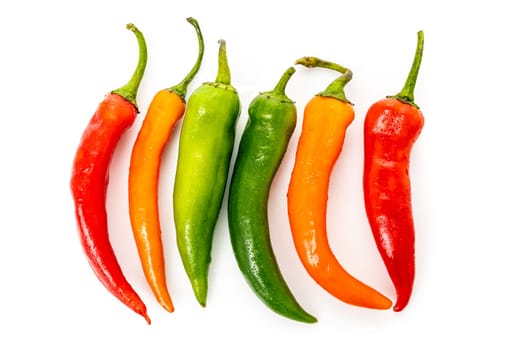 hot chilli peppers isolated on white background