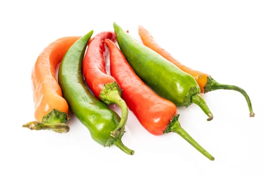 hot chilli peppers isolated on white background