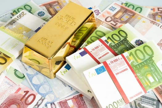 Gold bars, Financial, business investment concept. Euro Money