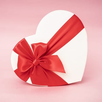 heart gift box on pink background