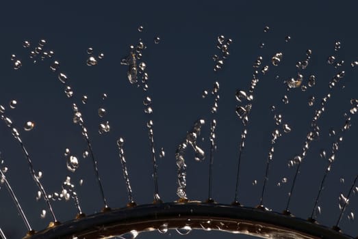 Water spraying from a fountain