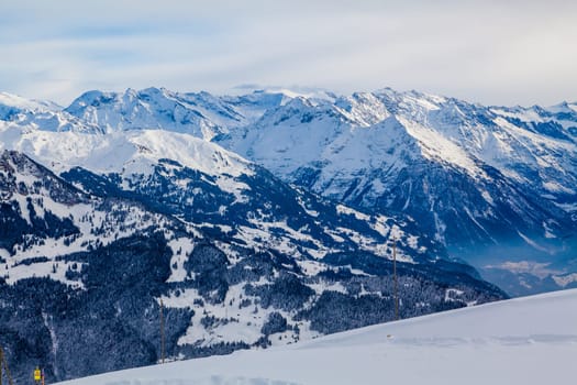 beautiful mountains and sky in winter