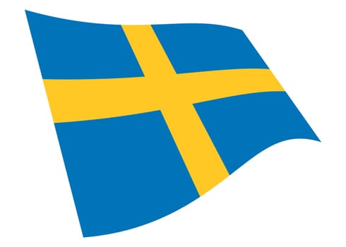 A Sweden waving flag graphic isolated on white with clipping path 3d illustration
