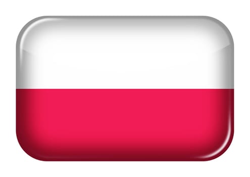 A Poland web icon rectangle button with clipping path 3d illustration