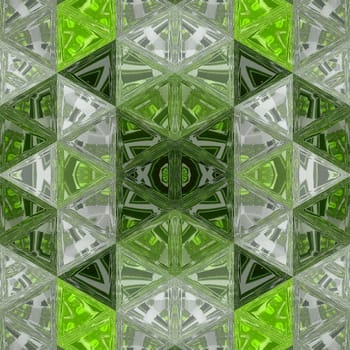 Geometric textured background in spring colors. Cubic green triangles abstract pattern