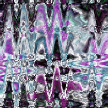 Transparent crack glass window, zigzag ice pattern violet and blue on dark background