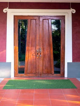 vintage door View to brown wooden enterance