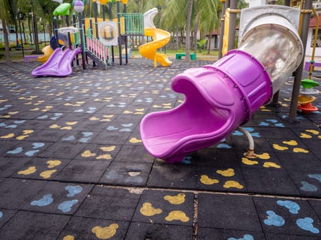 The Colorful playground on yard in the park.
