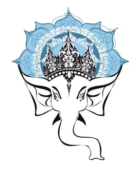 Hindu Lord Ganesha over ornate mandala