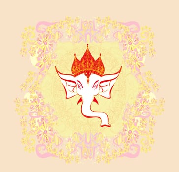 Hindu Lord Ganesha over ornate mandala