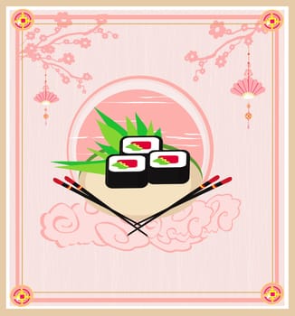 vintage sushi restaurant menu - decorative card