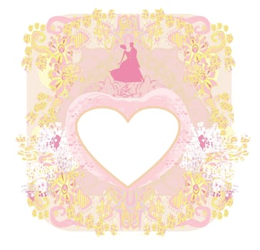 stylish wedding invitation card with vintage ornament background.