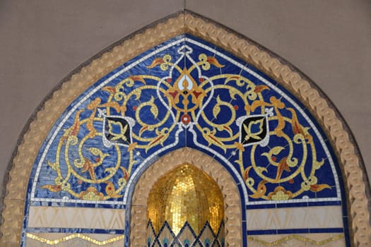 A mosaic in the Riwaq archway of the Sultan Qaboos Grand Mosque in Muscat. It is considered one of the most important structures in the Sultanate of Oman.