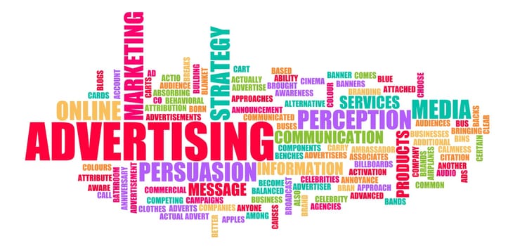 Advertising as a Business Concept Colorful Banner Background