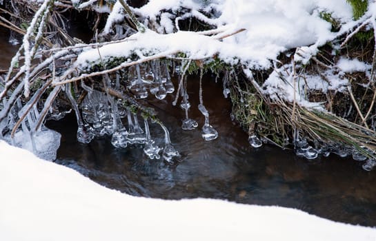river with snow