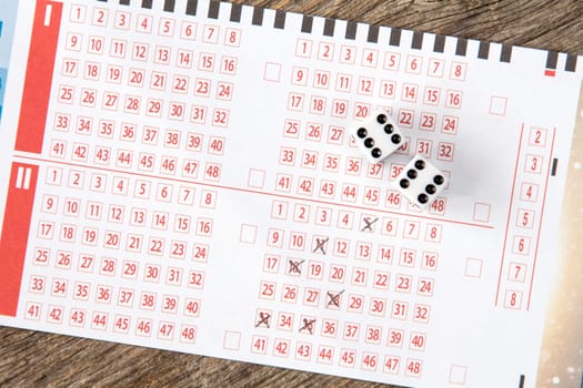 Lottery ticket with two dices,concept for gambling
