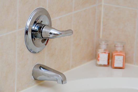 Close-up of a faucet in the bathroom