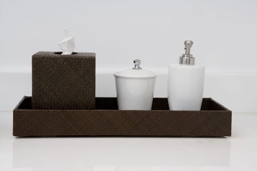 Close-up of toiletries in the bathroom