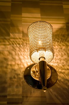 Low angle view of a lamp lit up at night