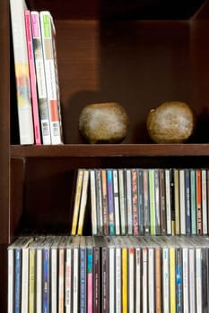 Close-up of books on a bookshelf