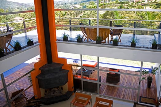 High angle view of a fireplace in a living room