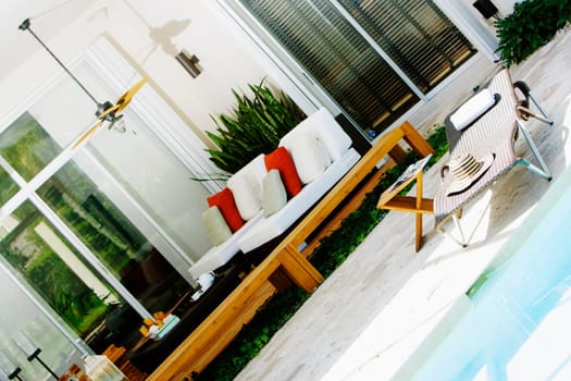 Lounge chair at the poolside