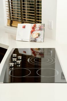Cookbook on a kitchen counter