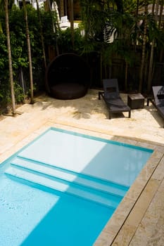 Lounge chairs at the poolside