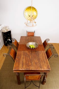 High angle view of a dining table in a dining room