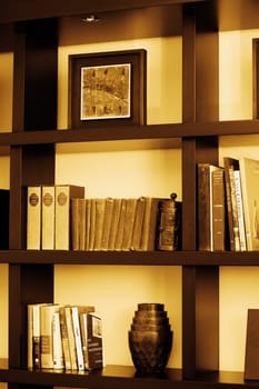 Close_up of books in shelves
