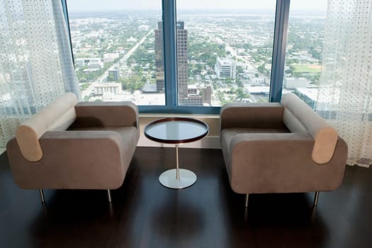 Two armchairs in a hotel