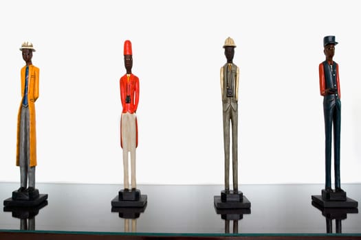Figurines on a cabinet