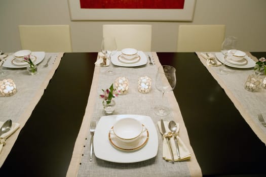 High angle view of place setting on a dining table