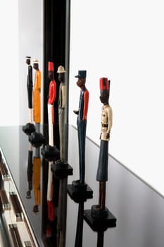 Figurines on a cabinet