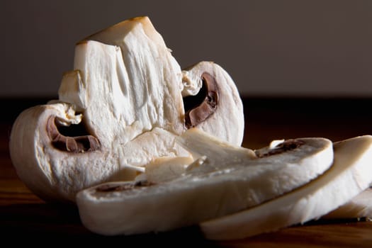 Close-up of a sliced mushroom