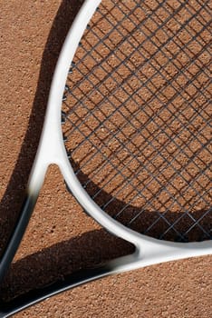 High angle view of a tennis racket