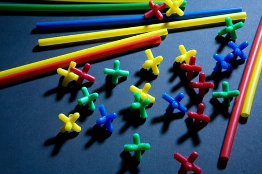 Close-up of multi-colored plastic objects