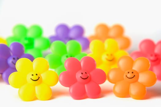 Close-up of a group of multi-colored hair clips