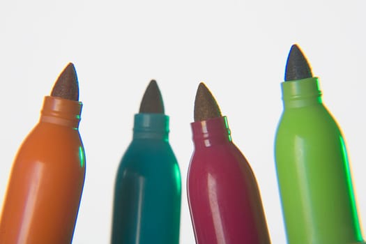Close-up of four felt tip pens