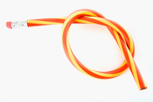 Close-up of a knotted pencil